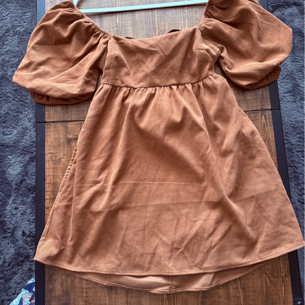 Brown Puff Sleeve dress